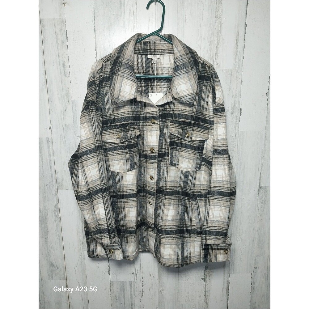 A.n.a. Shirt Jacket Beige Plaid XXLT